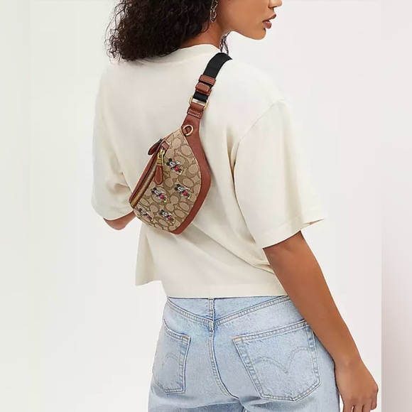 Disney X Coach Warren Mini Belt Bag In Signature Jacquard - Picture 5 of 12